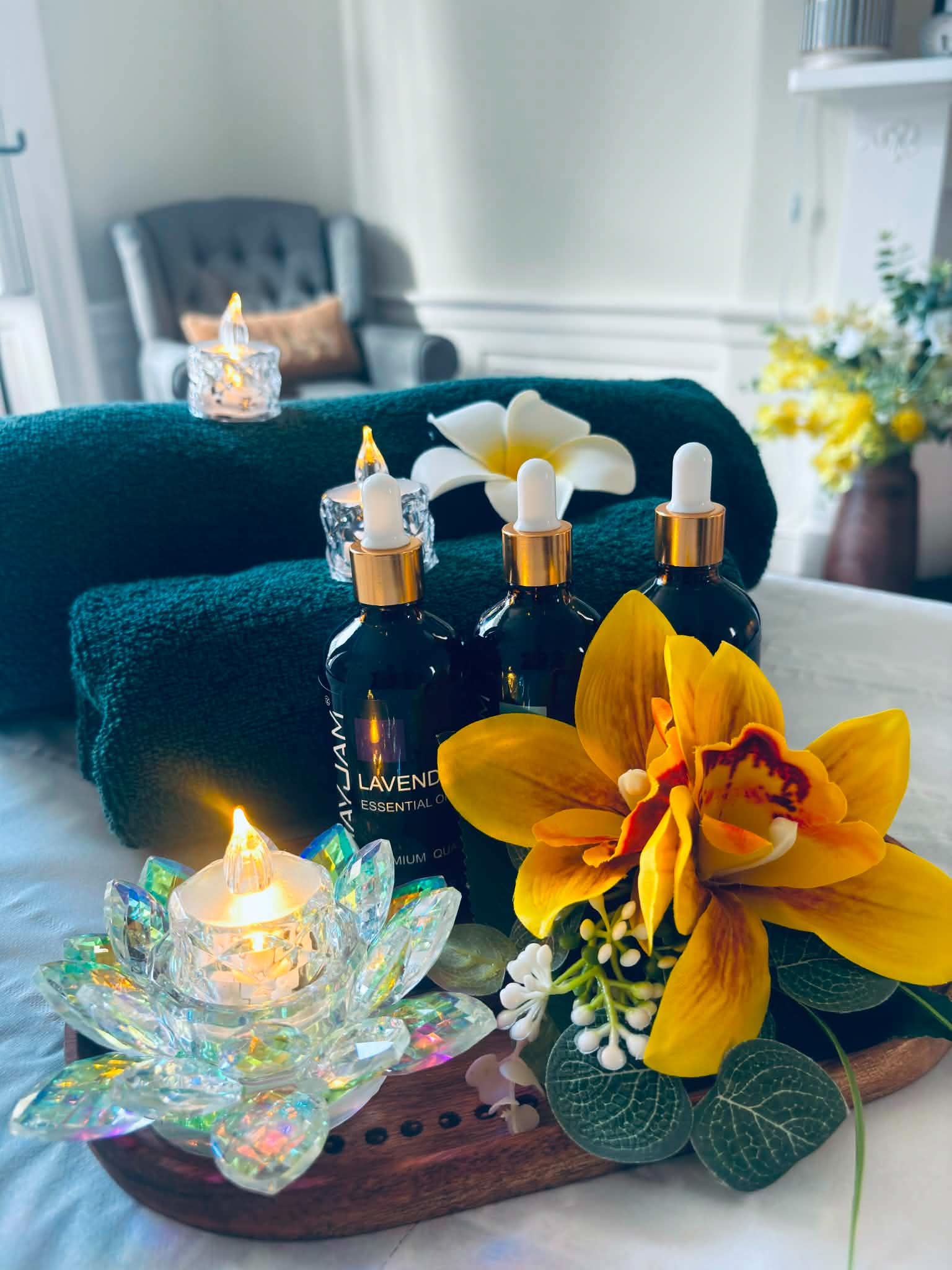 Massage therapy room detail